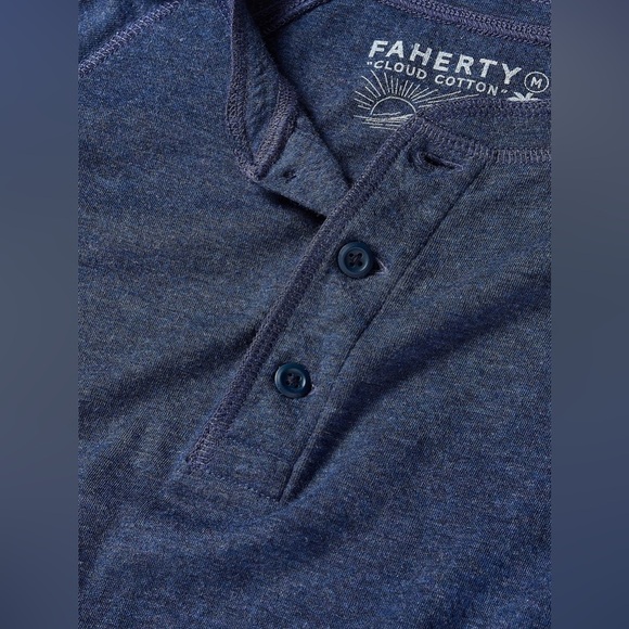 Faherty Long-Sleeve Cloud Henley - Baltic Navy Heather - Picture 2 of 9